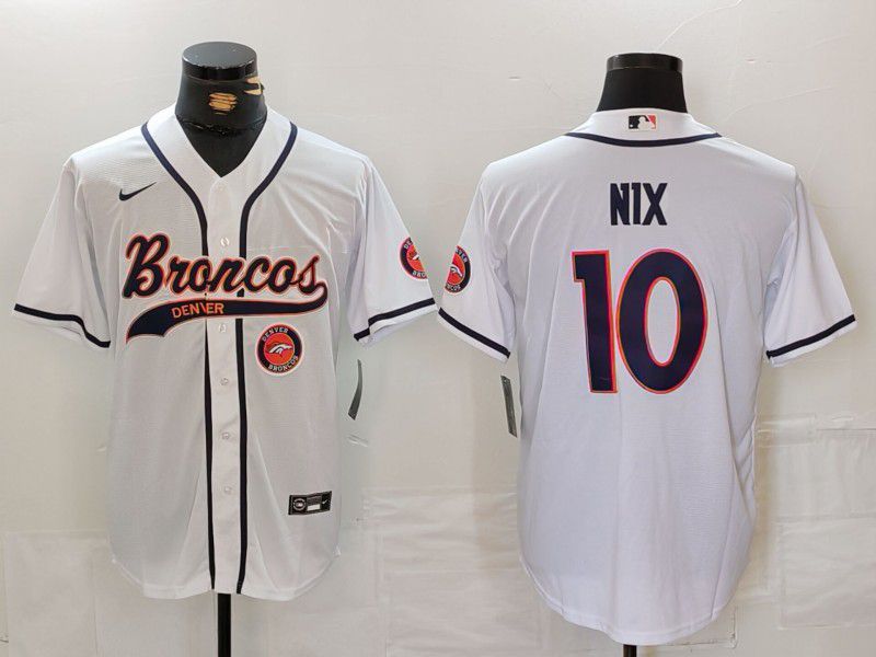 Men Denver Broncos #10 Nix White Joint Name 2024 Nike Limited NFL Jersey style 3